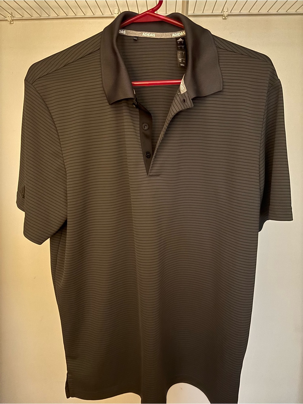 adidas Men's Dark Gray Horizontal Stripe Polo